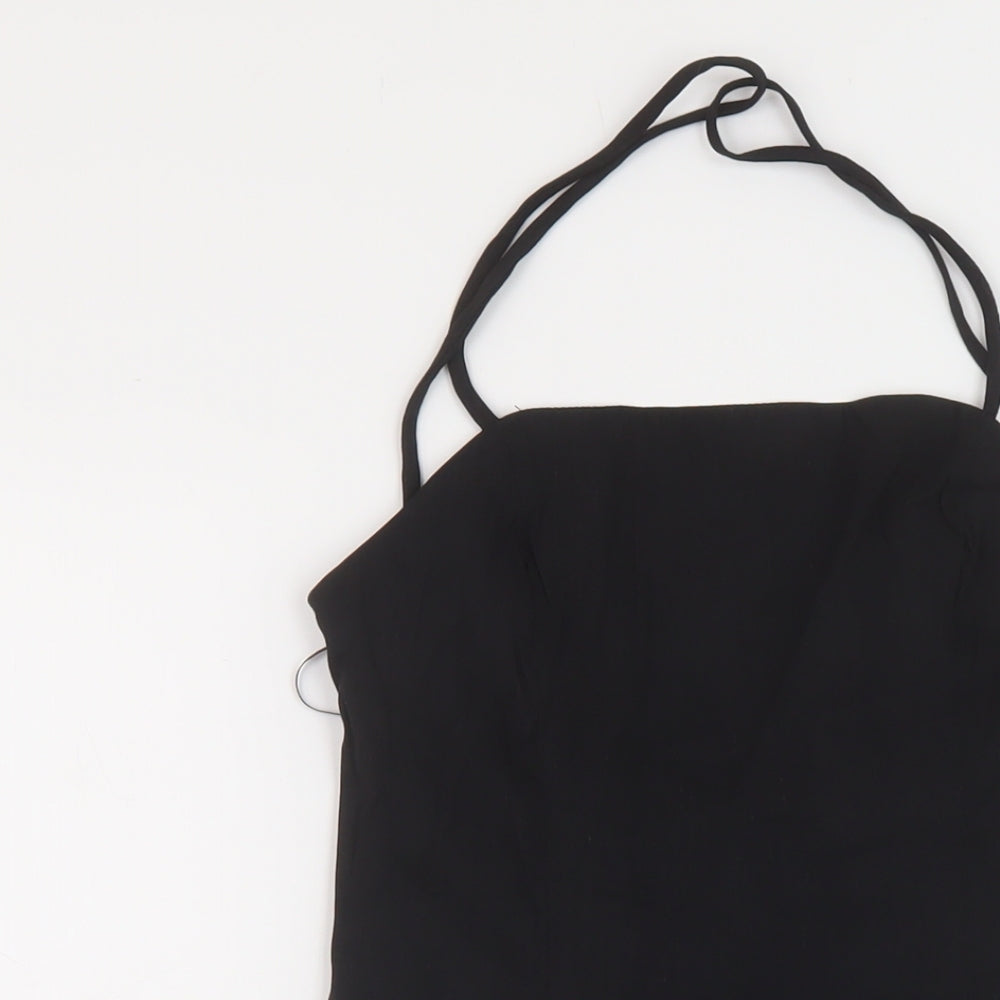 Zara Womens Black Polyester Mini Size S Square Neck Zip