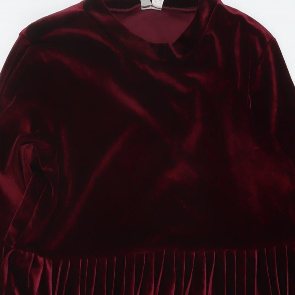 ASOS Womens Red Polyester A-Line Size 8 Mock Neck Pullover