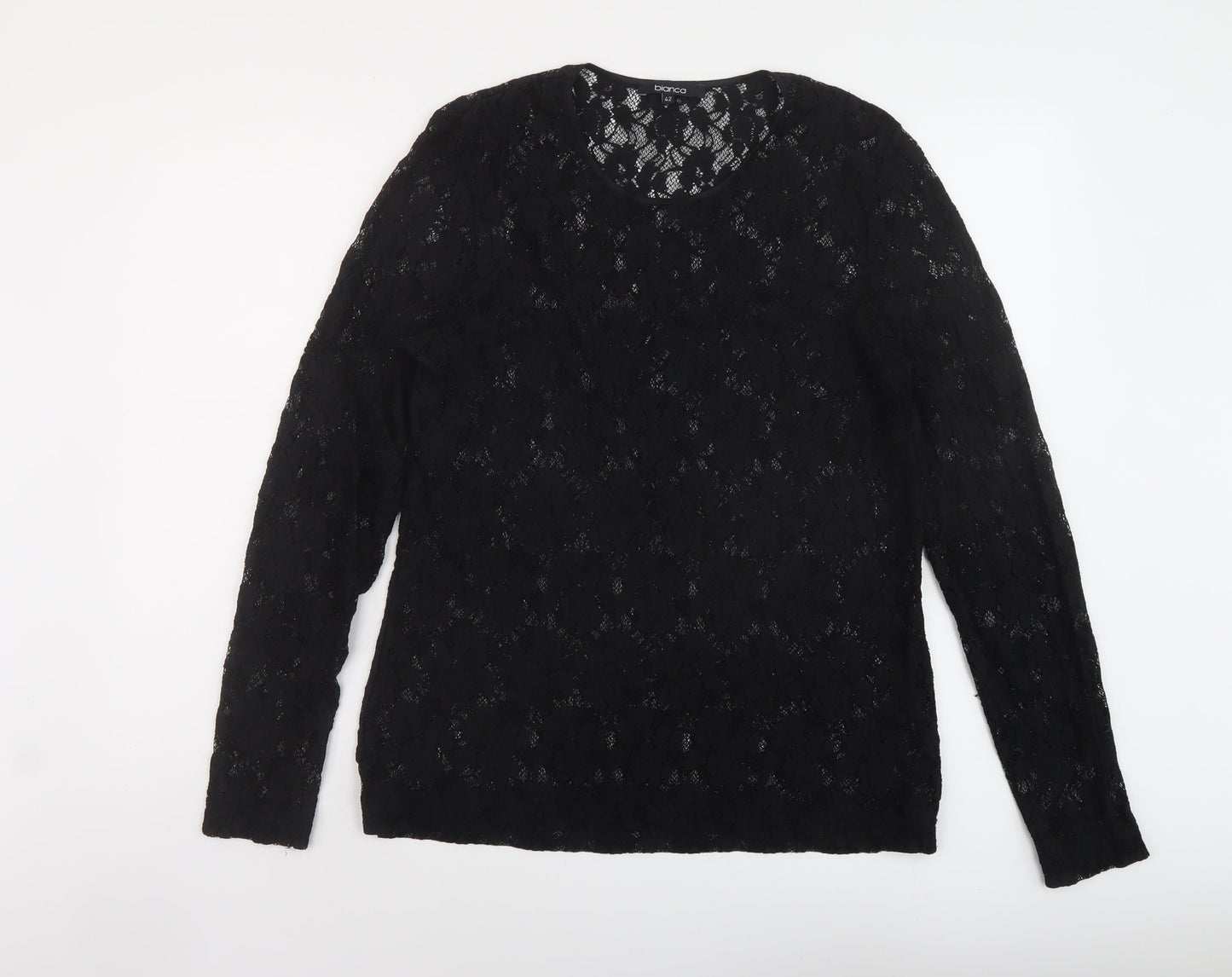 Womens UK Size 14 Bianca Black Basic Blouse