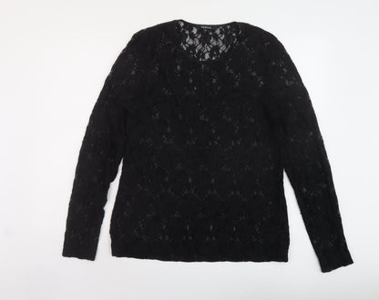 Womens UK Size 14 Bianca Black Basic Blouse