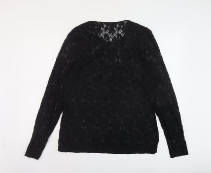 Womens UK Size 14 Bianca Black Basic Blouse