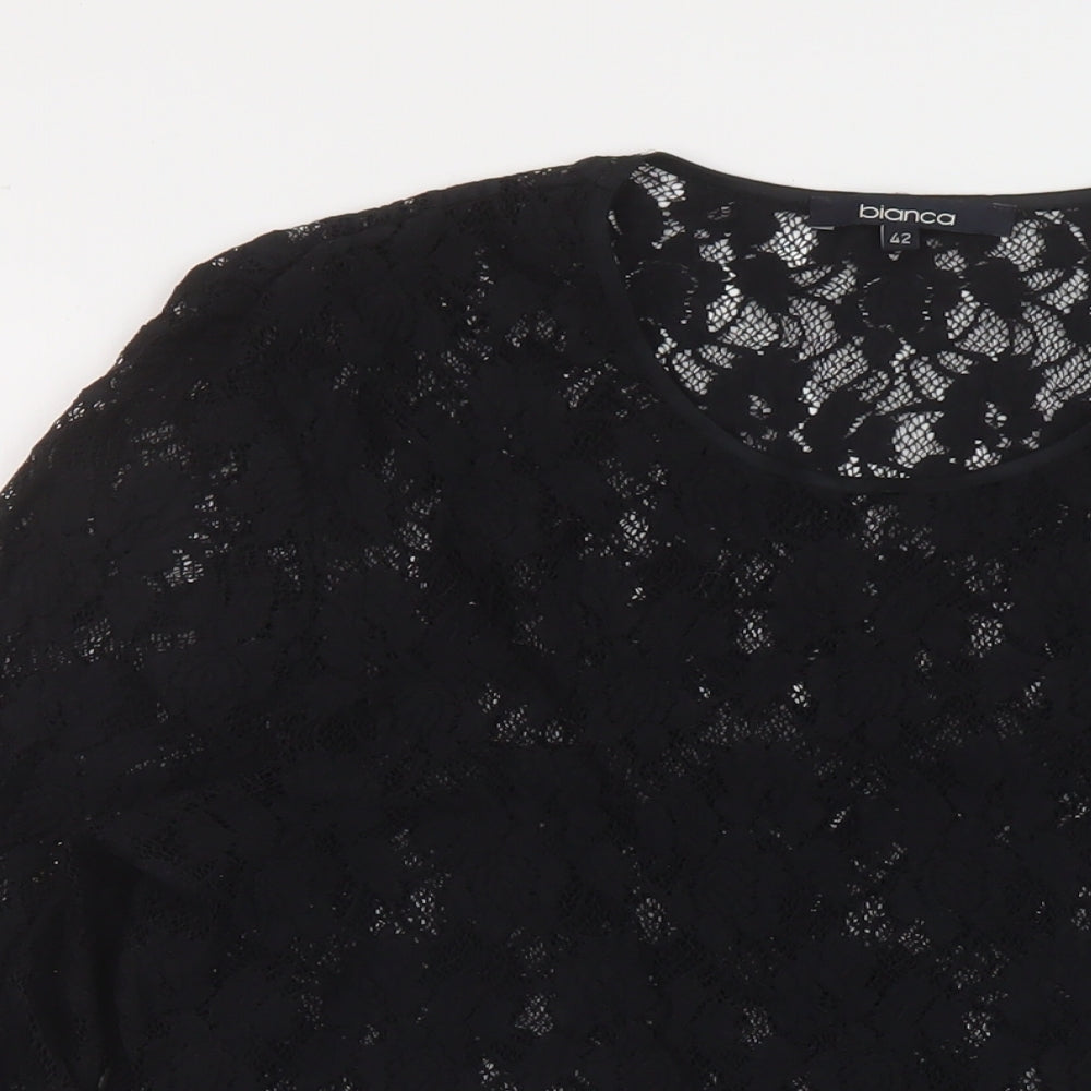 Womens UK Size 14 Bianca Black Basic Blouse