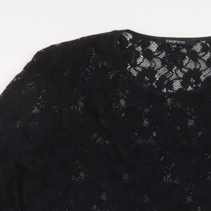 Womens UK Size 14 Bianca Black Basic Blouse