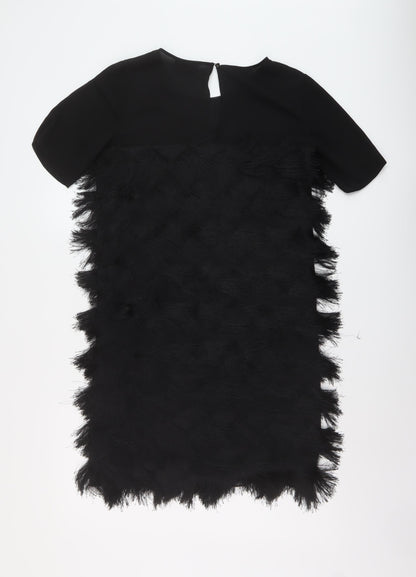 River Island Womens Black Polyester Trapeze & Swing Size 10 Round Neck Button