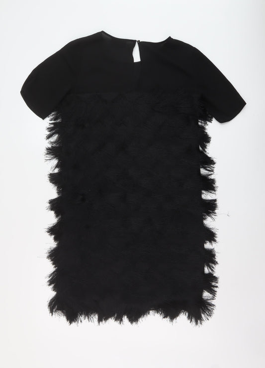 River Island Womens Black Polyester Trapeze & Swing Size 10 Round Neck Button