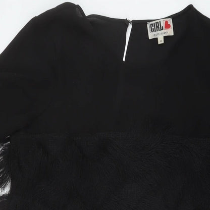 River Island Womens Black Polyester Trapeze & Swing Size 10 Round Neck Button
