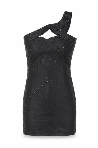 Miss Selfridge Womens Black Polyester Mini Size 8 One Shoulder Zip