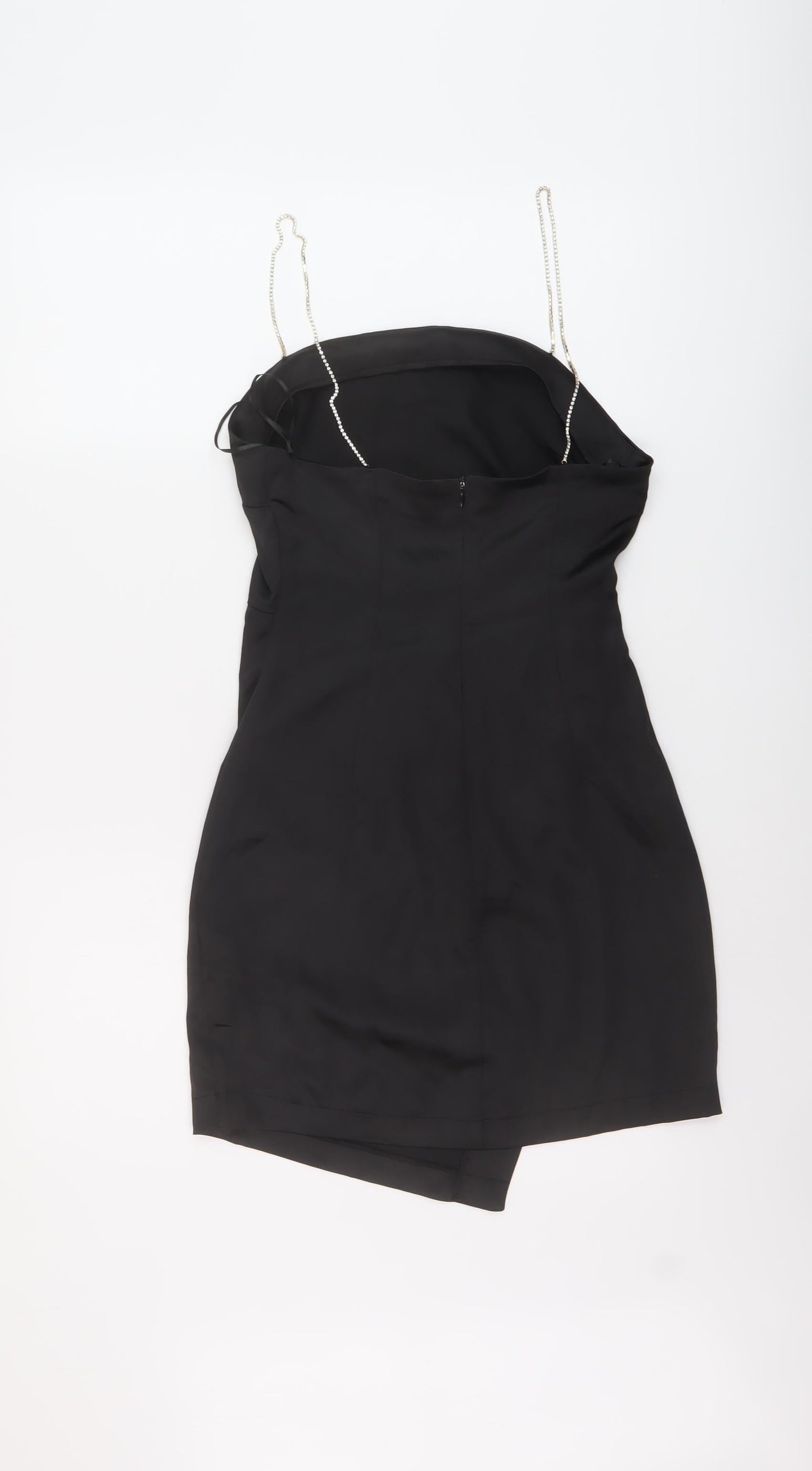Zara Womens Black Polyester Mini Size S Square Neck Zip