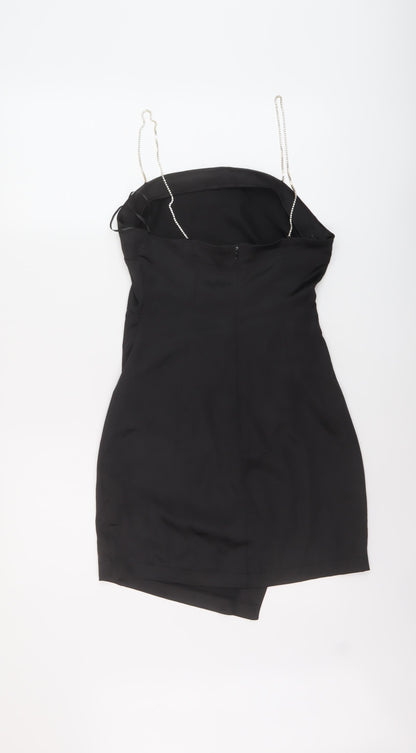 Zara Womens Black Polyester Mini Size S Square Neck Zip
