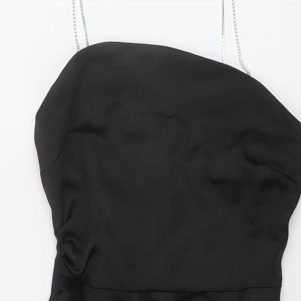 Zara Womens Black Polyester Mini Size S Square Neck Zip
