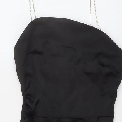 Zara Womens Black Polyester Mini Size S Square Neck Zip