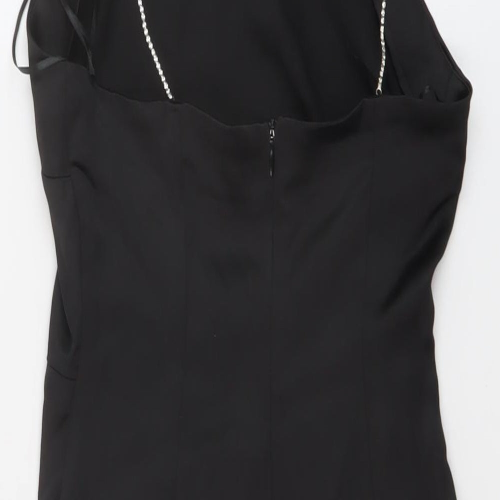 Zara Womens Black Polyester Mini Size S Square Neck Zip