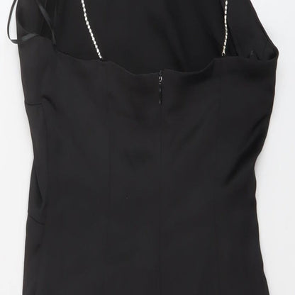 Zara Womens Black Polyester Mini Size S Square Neck Zip