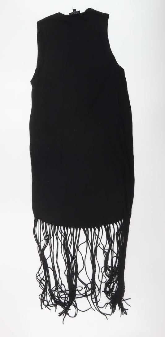 Topshop Womens Black Viscose A-Line Size 8 Round Neck Pullover