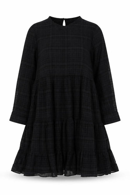 Zara Womens Grey Plaid Viscose A-Line Size XS Round Neck Button