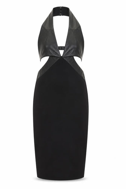 Missguided Womens Black Polyester Bodycon Size 10 Halter Zip