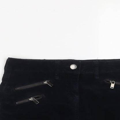 NEXT Womens Blue Cotton A-Line Skirt Size 8 Zip - Zips