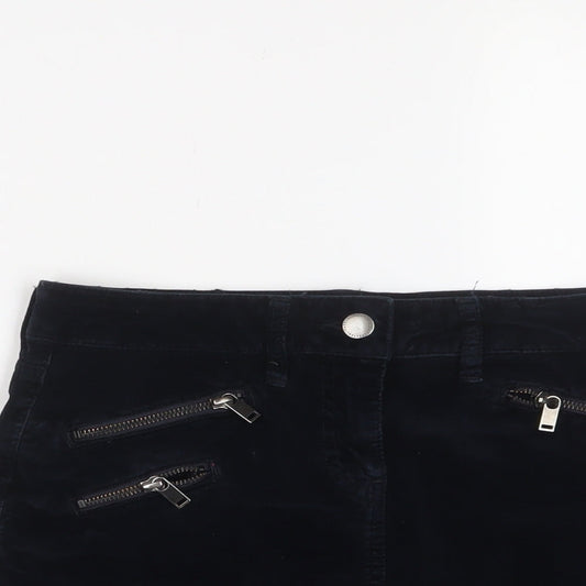 NEXT Womens Blue Cotton A-Line Skirt Size 8 Zip - Zips