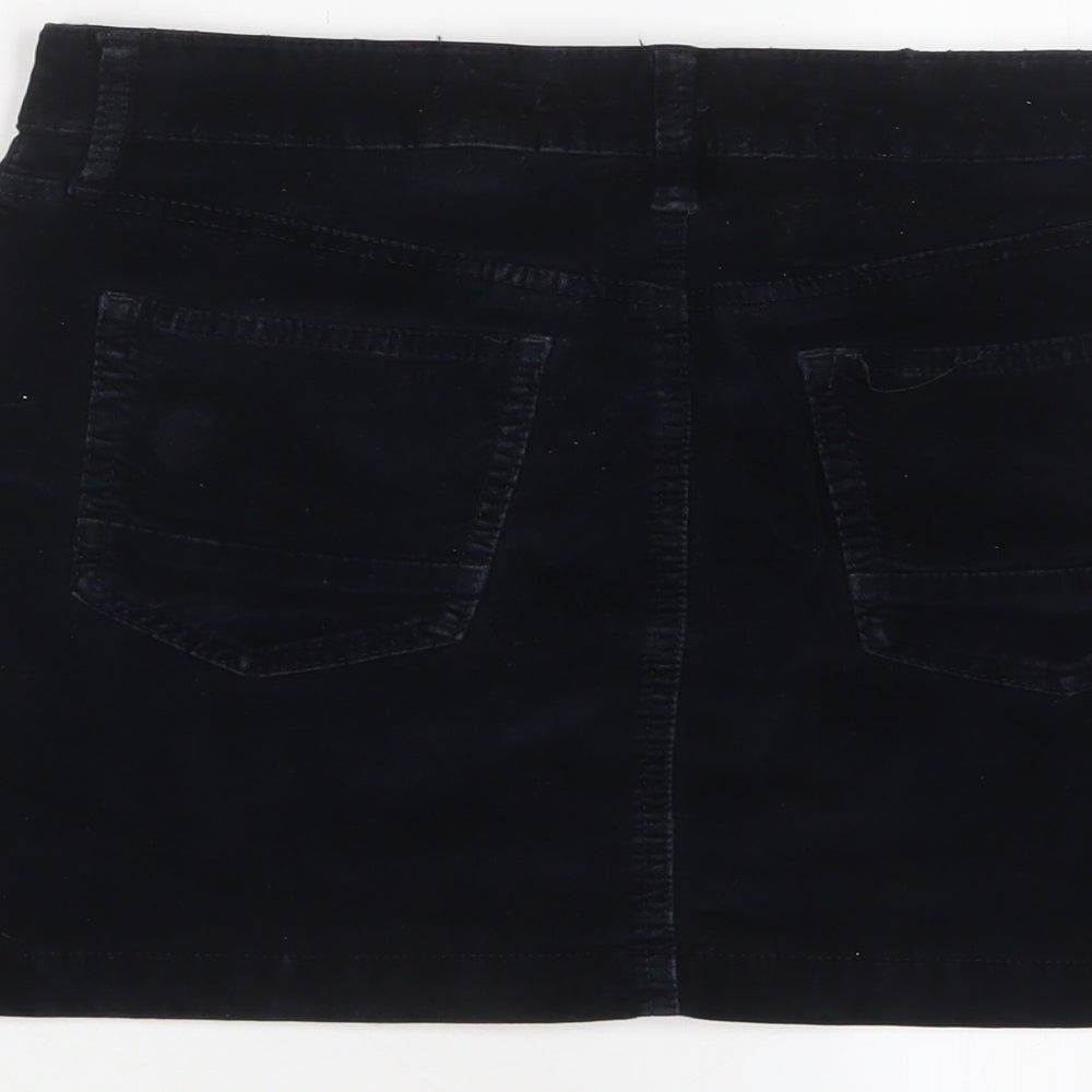 NEXT Womens Blue Cotton A-Line Skirt Size 8 Zip - Zips