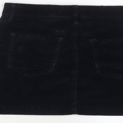 NEXT Womens Blue Cotton A-Line Skirt Size 8 Zip - Zips