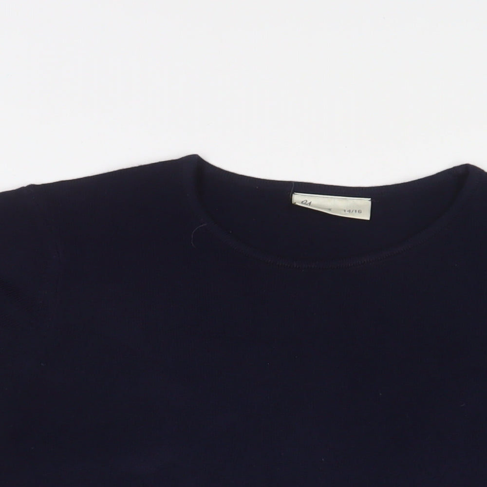 BHS Womens Blue Crew Neck Acrylic Pullover Jumper Size 14 - 14/16