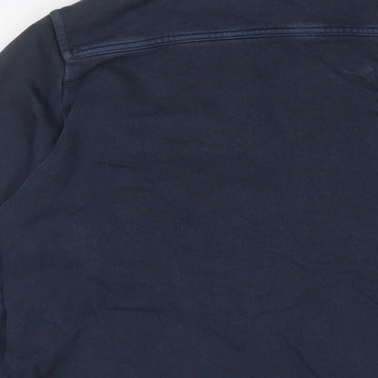 Marks and Spencer Mens Blue Cotton Button-Up Size S Collared Button