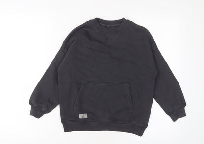 Marks and Spencer Boys Black Cotton Pullover Sweatshirt Size 7-8 Years Pullover
