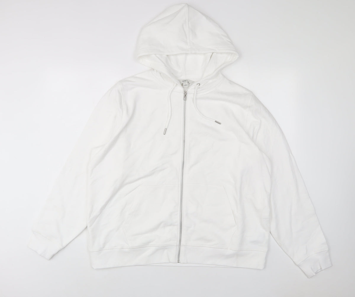 Womens UK Size L Marks and Spencer White Pullover Hoodie