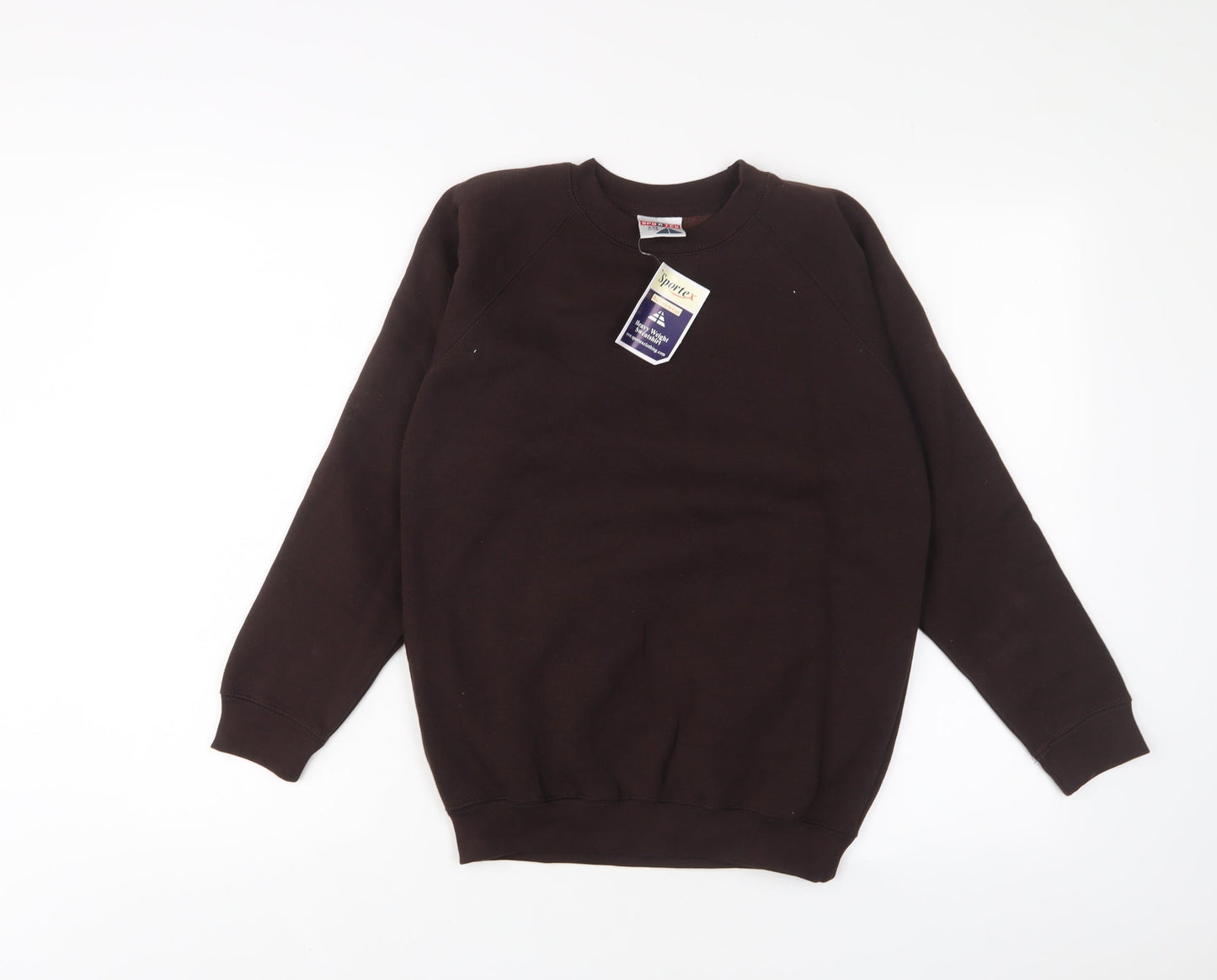 Sportex Boys Brown Cotton Pullover Sweatshirt Size 11-12 Years Pullover - Embroidered