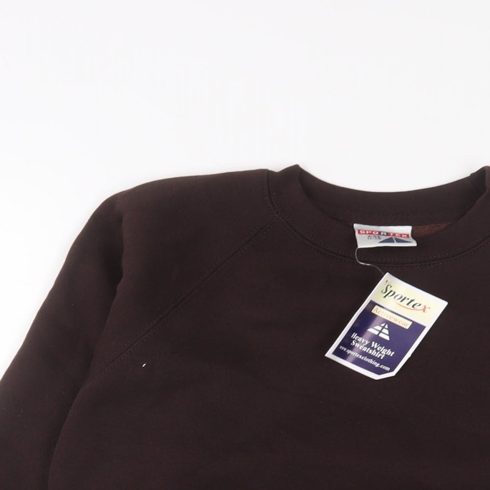 Sportex Boys Brown Cotton Pullover Sweatshirt Size 11-12 Years Pullover - Embroidered