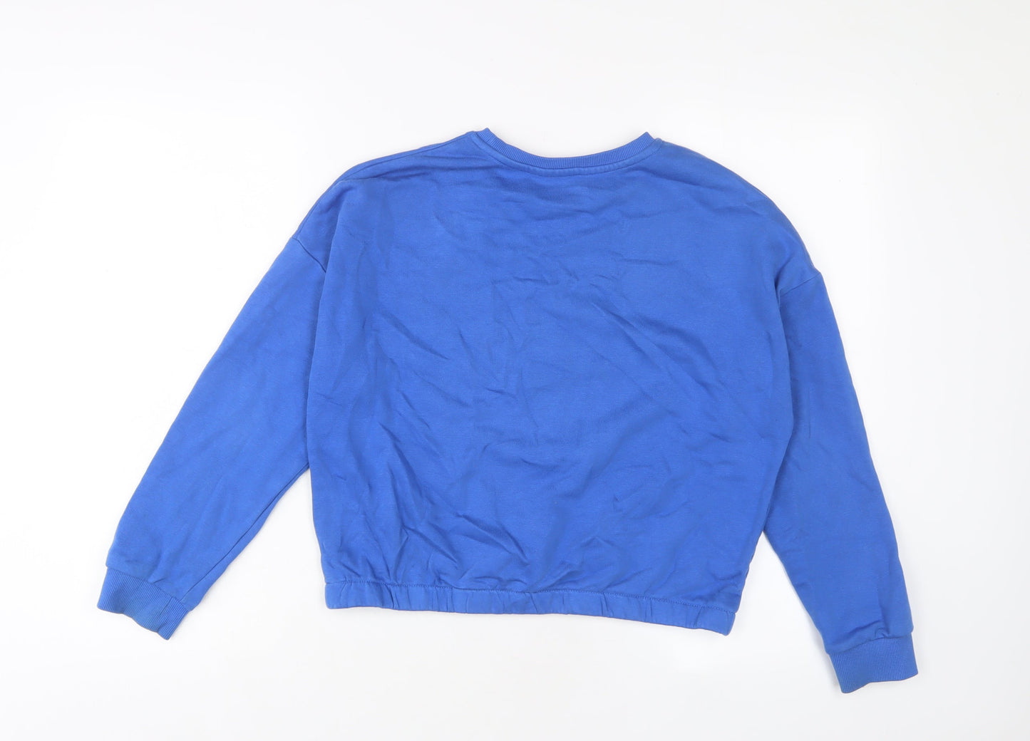 Marks and Spencer Girls Blue Cotton Pullover Sweatshirt Size 12-13 Years Pullover - Embroidered