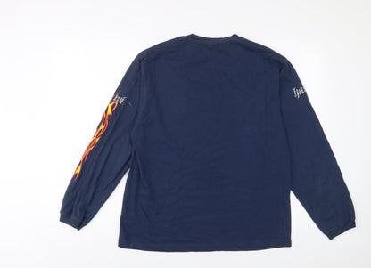 Hank Boys Blue Cotton Basic T-Shirt Size 16 Years Crew Neck Pullover - Tall