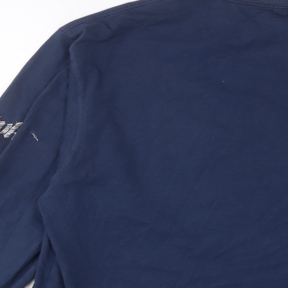 Hank Boys Blue Cotton Basic T-Shirt Size 16 Years Crew Neck Pullover - Tall