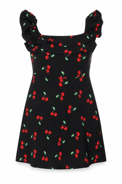 ASOS Womens Black Geometric Cotton A-Line Size 10 Off the Shoulder Pullover - Cherries