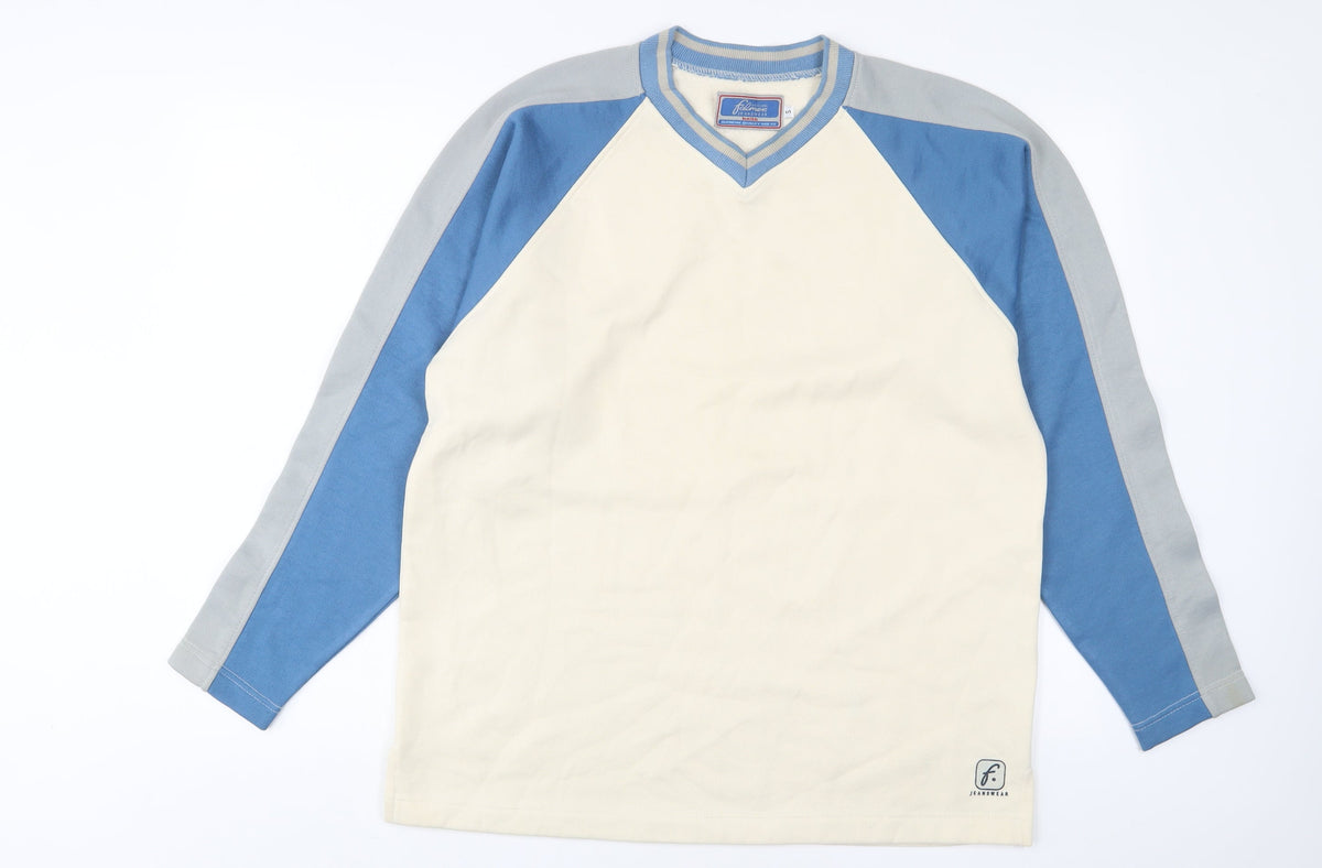Additional front view of Falmer Heritage men’s beige cotton pullover sweatshirt, size S