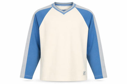 Front view of Falmer Heritage men’s beige cotton pullover sweatshirt, size S