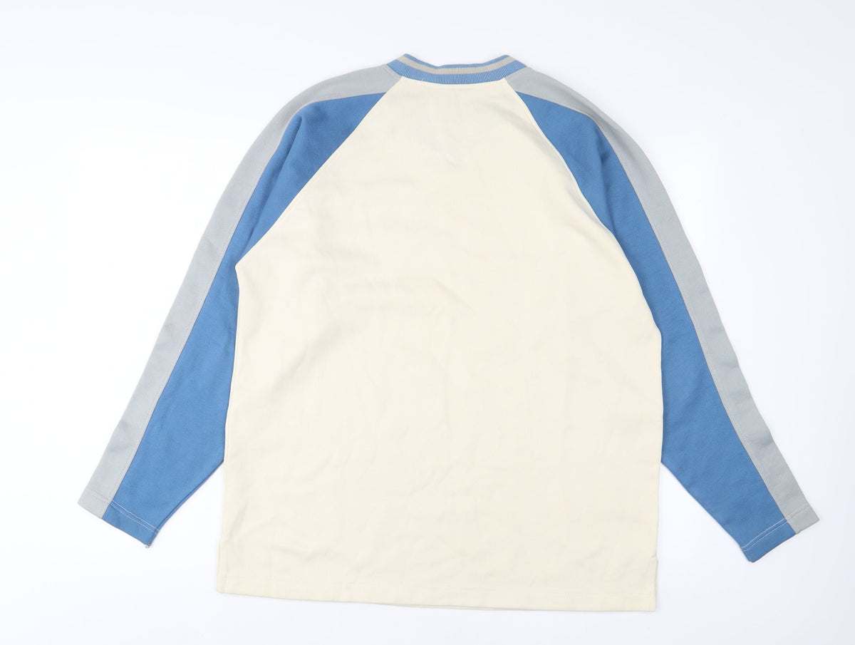 Back view of Falmer Heritage men’s beige cotton pullover sweatshirt, size S