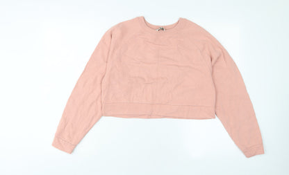 Additional front view of Miss Selfridge women’s pink cotton pullover sweatshirt, size S, pullover
