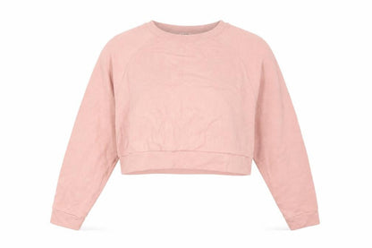 Front view of Miss Selfridge women’s pink cotton pullover sweatshirt, size S, pullover