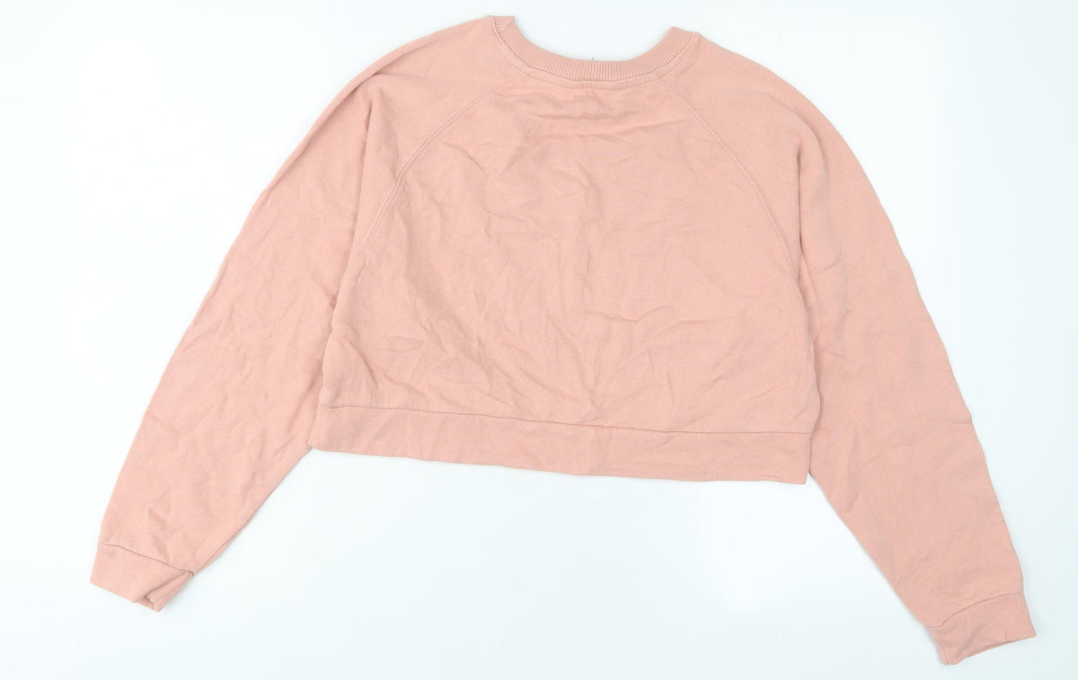 Back view of Miss Selfridge women’s pink cotton pullover sweatshirt, size S, pullover