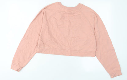 Back view of Miss Selfridge women’s pink cotton pullover sweatshirt, size S, pullover