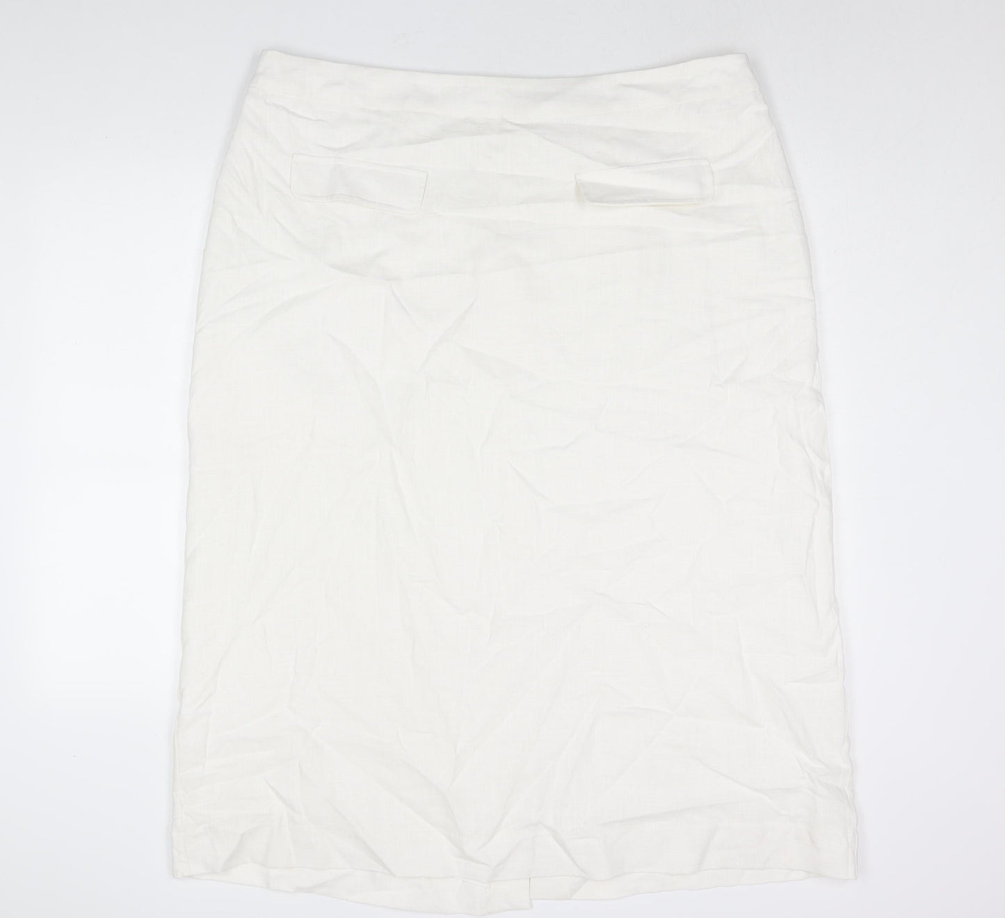 Marks and Spencer Womens White Linen Straight & Pencil Skirt Size 20 Zip - Vented