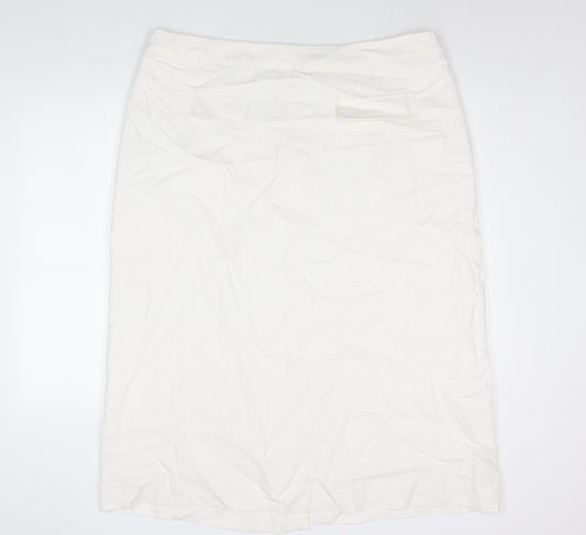 Marks and Spencer Womens White Linen Straight & Pencil Skirt Size 20 Zip - Vented