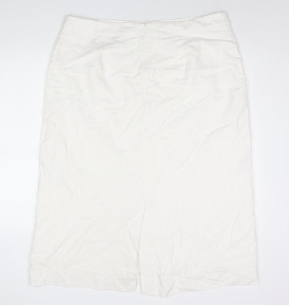 Marks and Spencer Womens White Linen Straight & Pencil Skirt Size 20 Zip - Vented