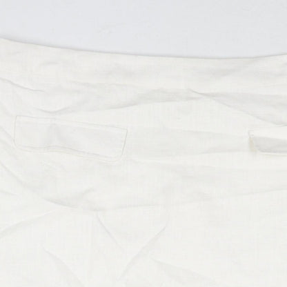Marks and Spencer Womens White Linen Straight & Pencil Skirt Size 20 Zip - Vented