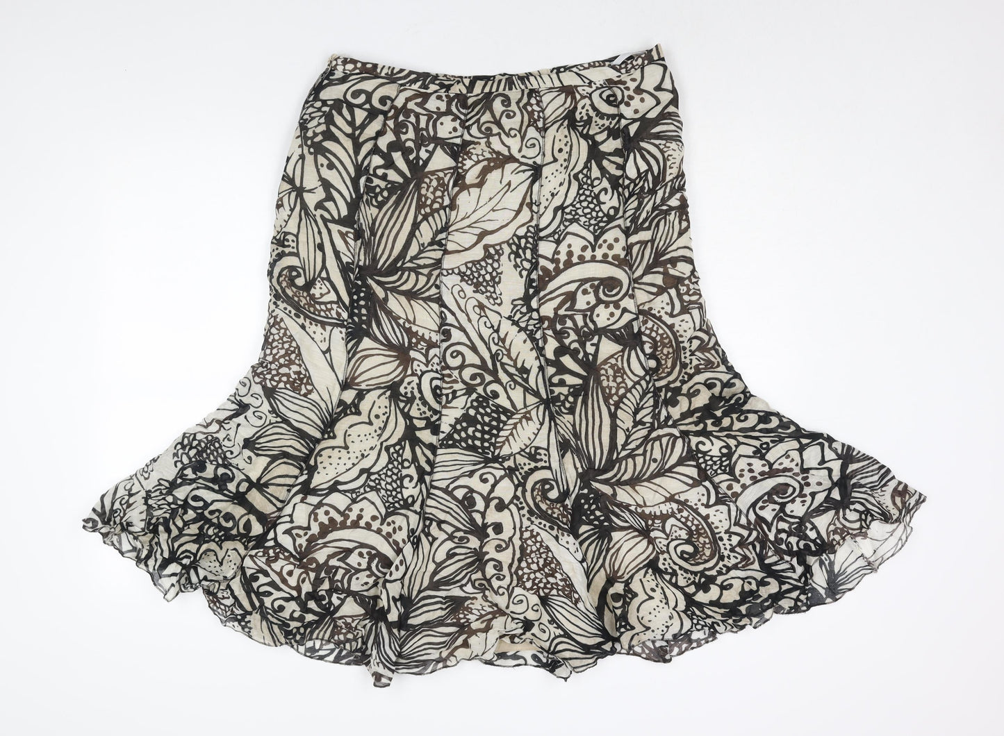 Gerry Weber Womens Brown Geometric Viscose Trumpet Skirt Size 16 Zip