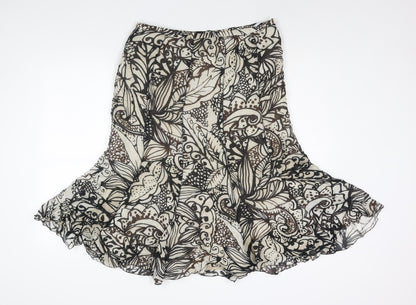 Gerry Weber Womens Brown Geometric Viscose Trumpet Skirt Size 16 Zip