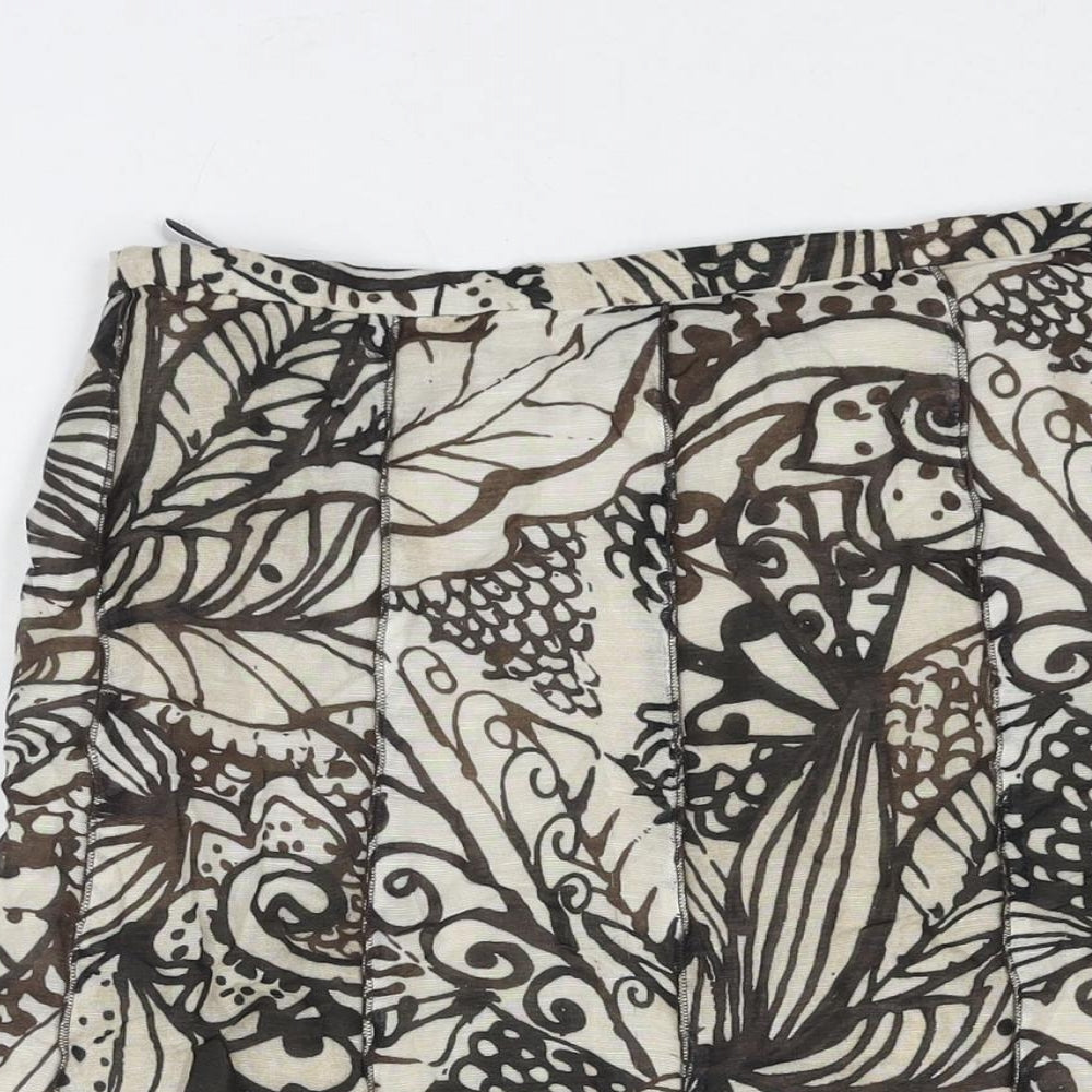 Gerry Weber Womens Brown Geometric Viscose Trumpet Skirt Size 16 Zip