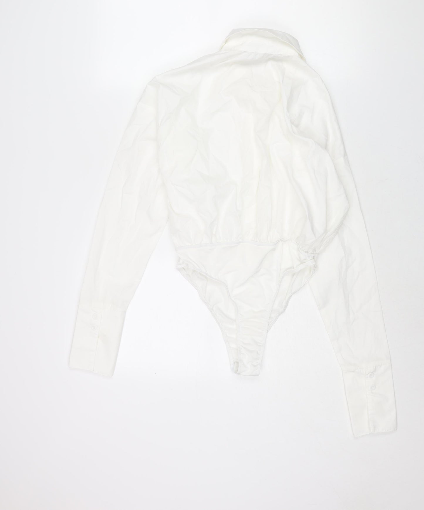 PRETTYLITTLETHING Womens White Polyester Bodysuit One-Piece Size 12 Button