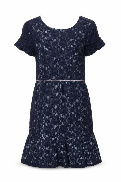 Yumi Womens Blue Viscose Shift Size 8 Round Neck Zip - Frill